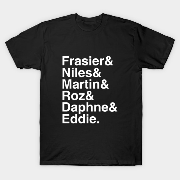 90s Sitcom Helvetica List T-Shirt by GloopTrekker